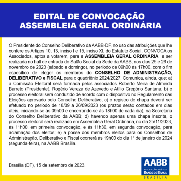 Edital De Convoca O Aabb Bras Lia