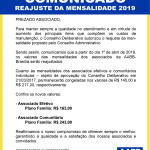 REAJUSTE MESALIDADE 2019